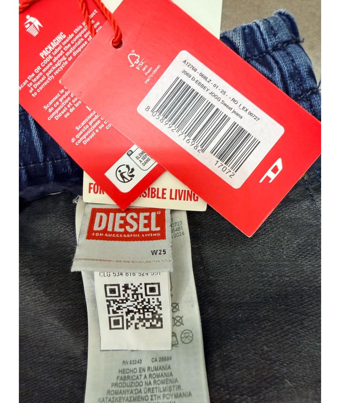 DIESEL Темно-синие хлопко-эластановые джинсы клеш, фото 5