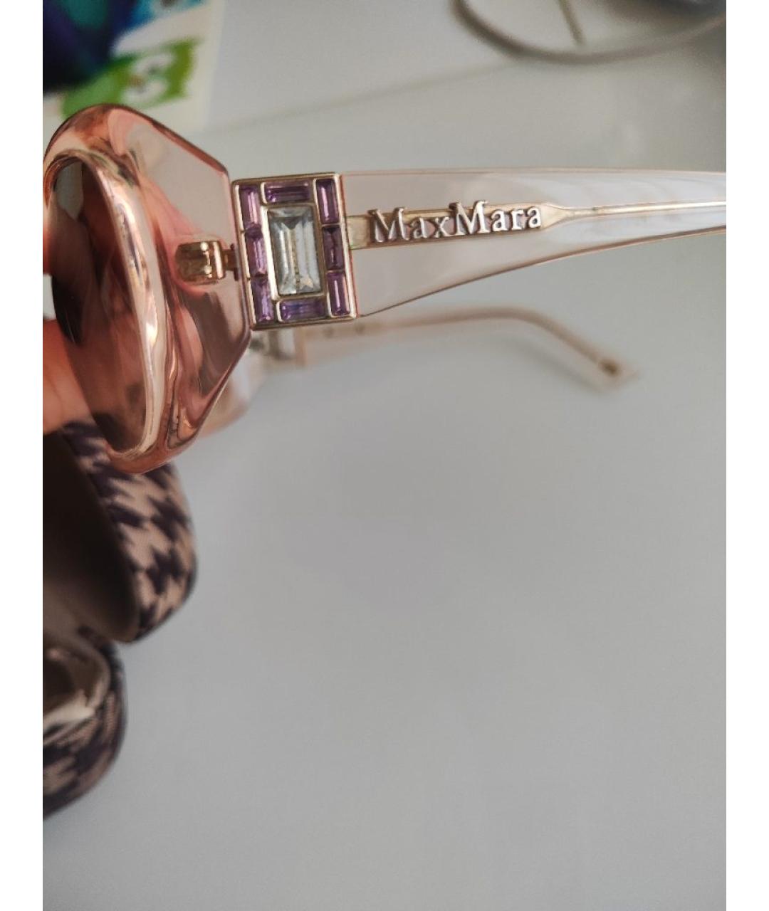 MAX MARA Бежевые пластиковые солнцезащитные очки, фото 5