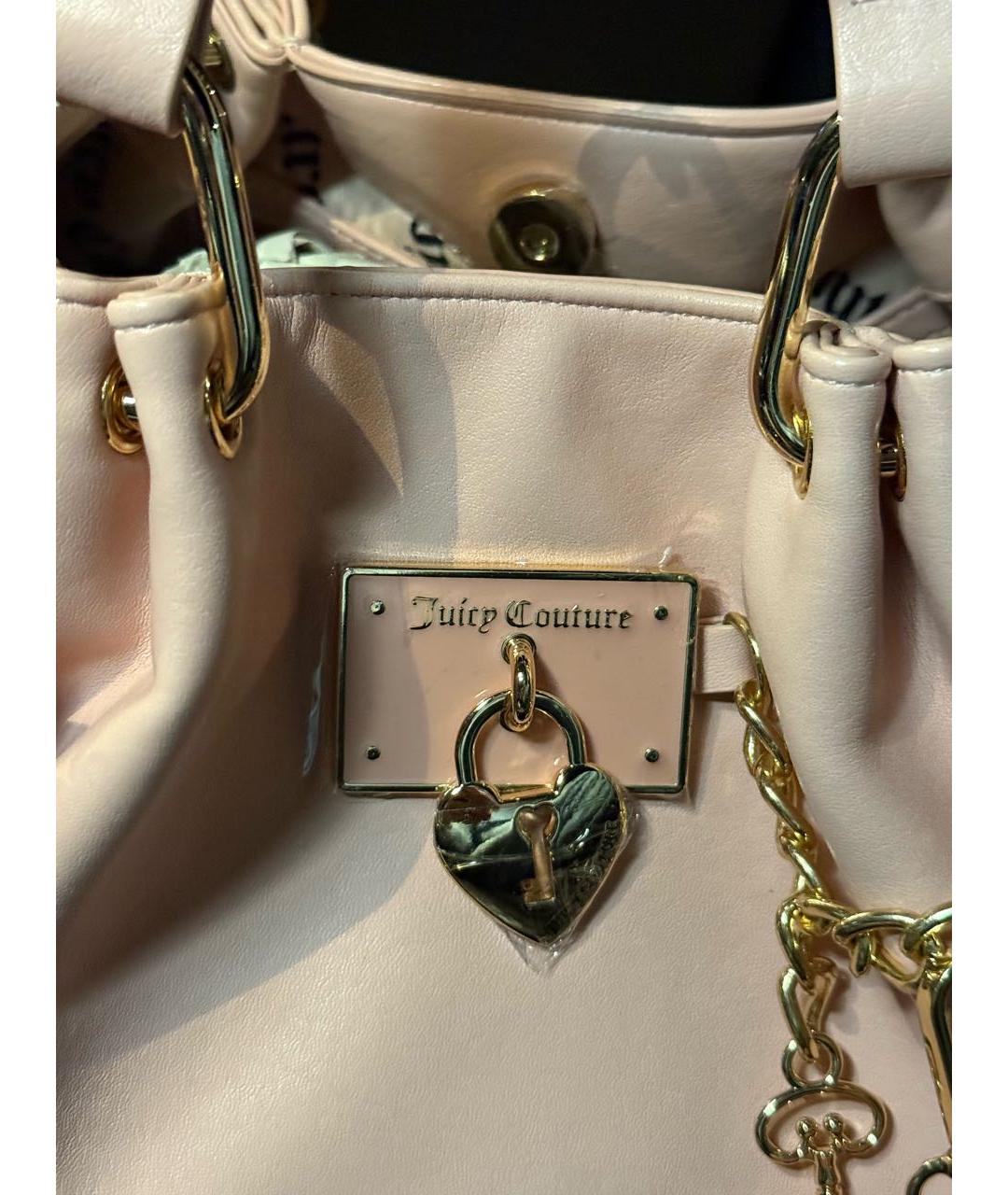 JUICY COUTURE Розовая сумка с короткими ручками из искусственной кожи, фото 3
