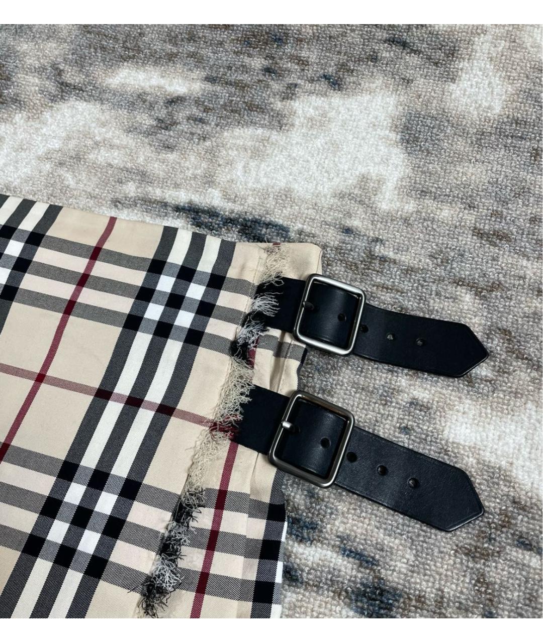 BURBERRY Бежевая хлопковая юбка мини, фото 4