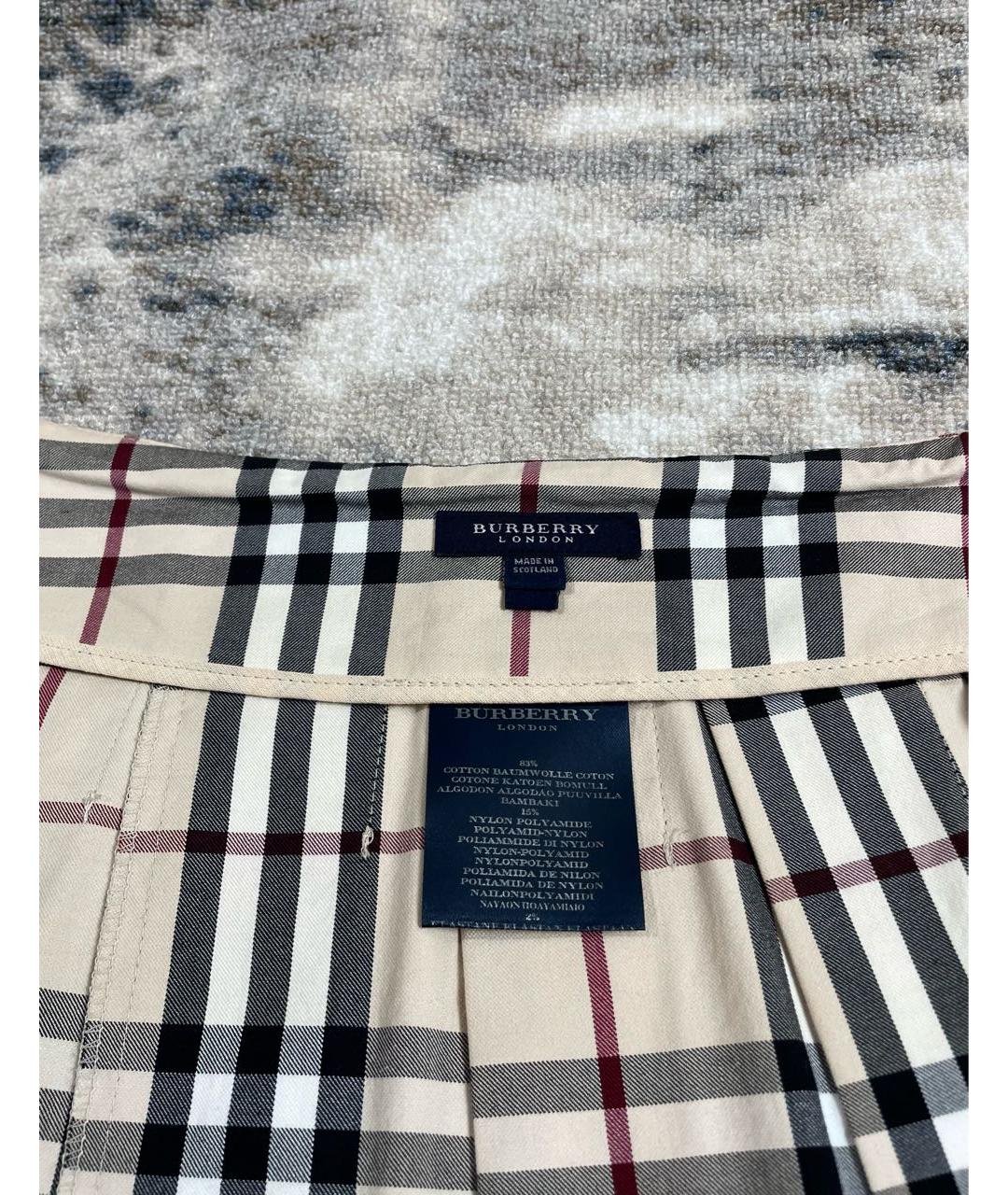 BURBERRY Бежевая хлопковая юбка мини, фото 5