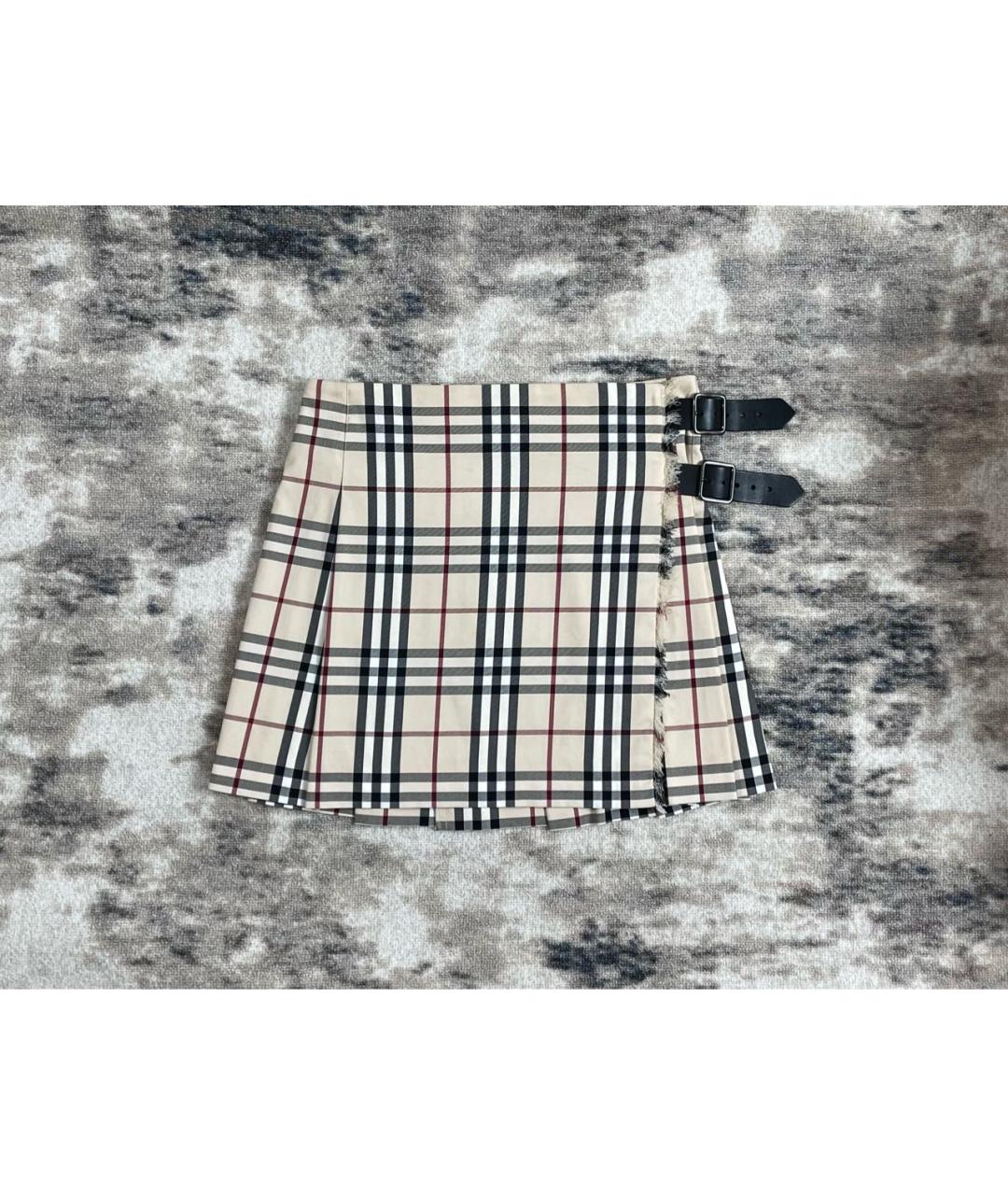 BURBERRY Бежевая хлопковая юбка мини, фото 6