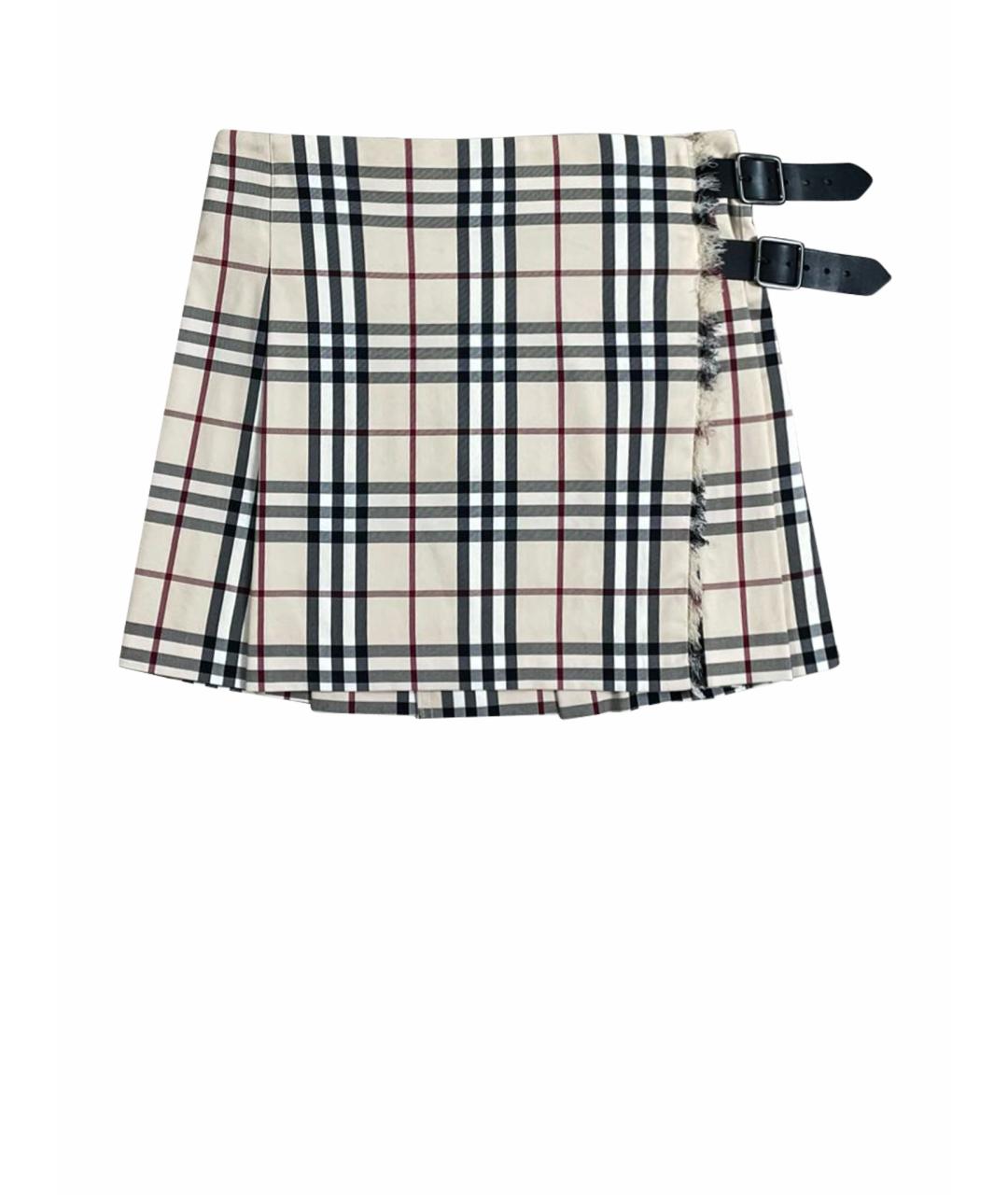 BURBERRY Бежевая хлопковая юбка мини, фото 1