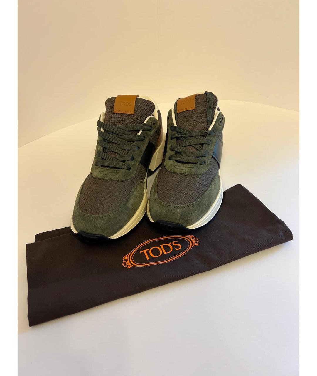 TOD'S Антрацитовые замшевые низкие кроссовки / кеды, фото 2