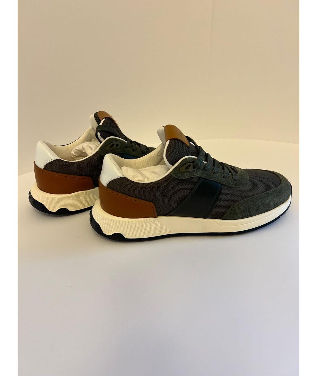 TOD'S Антрацитовые замшевые низкие кроссовки / кеды, фото 3