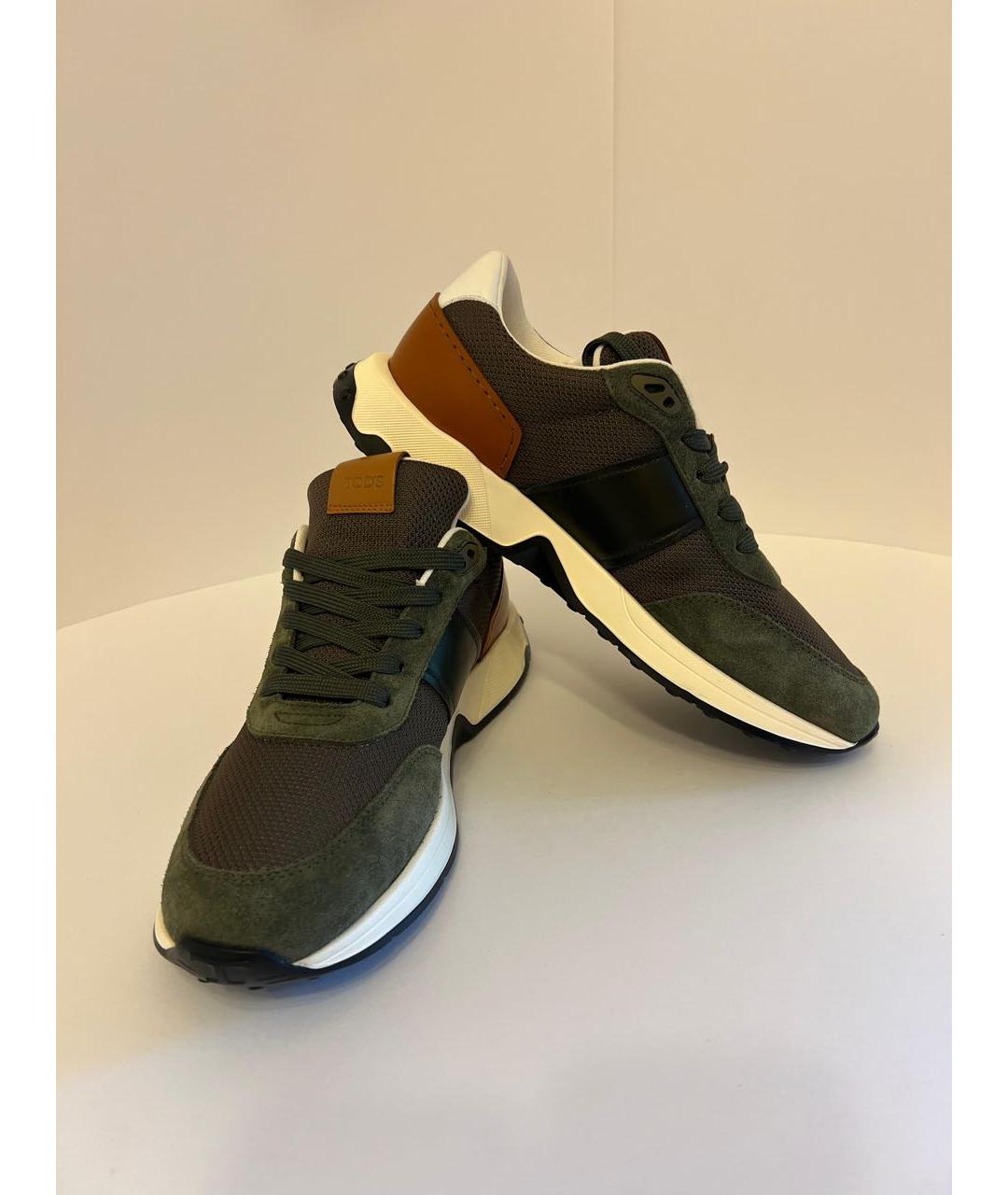 TOD'S Антрацитовые замшевые низкие кроссовки / кеды, фото 9