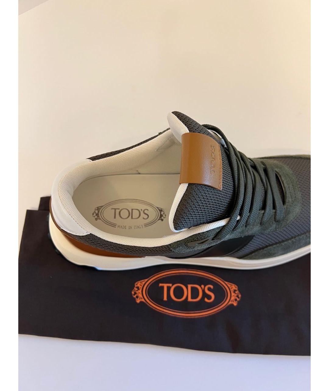 TOD'S Антрацитовые замшевые низкие кроссовки / кеды, фото 6