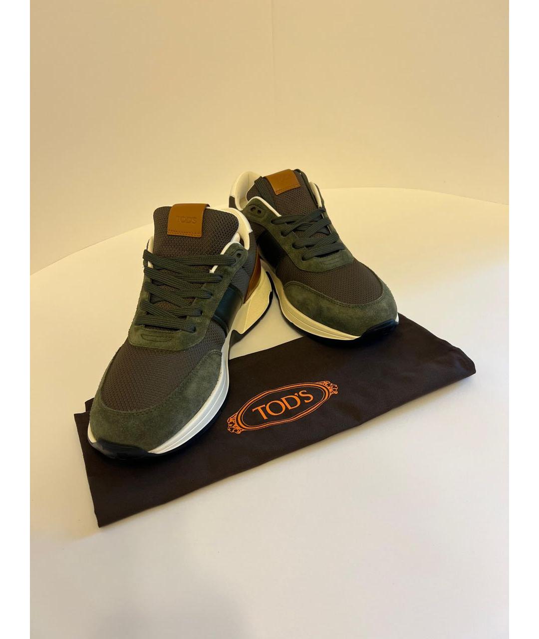 TOD'S Антрацитовые замшевые низкие кроссовки / кеды, фото 4
