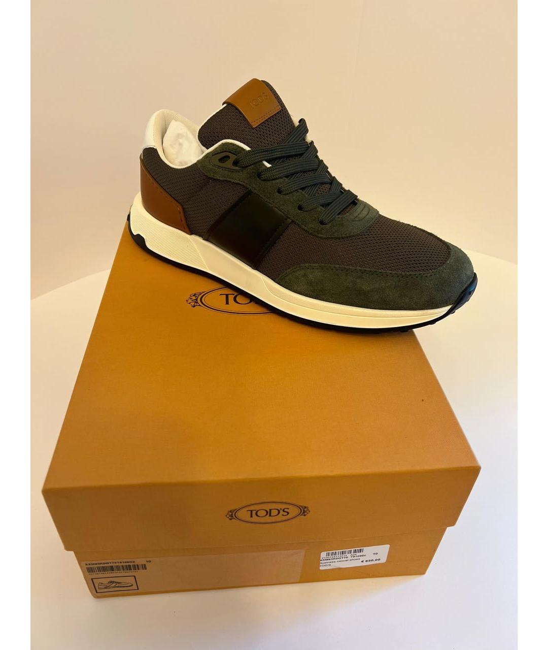 TOD'S Антрацитовые замшевые низкие кроссовки / кеды, фото 5
