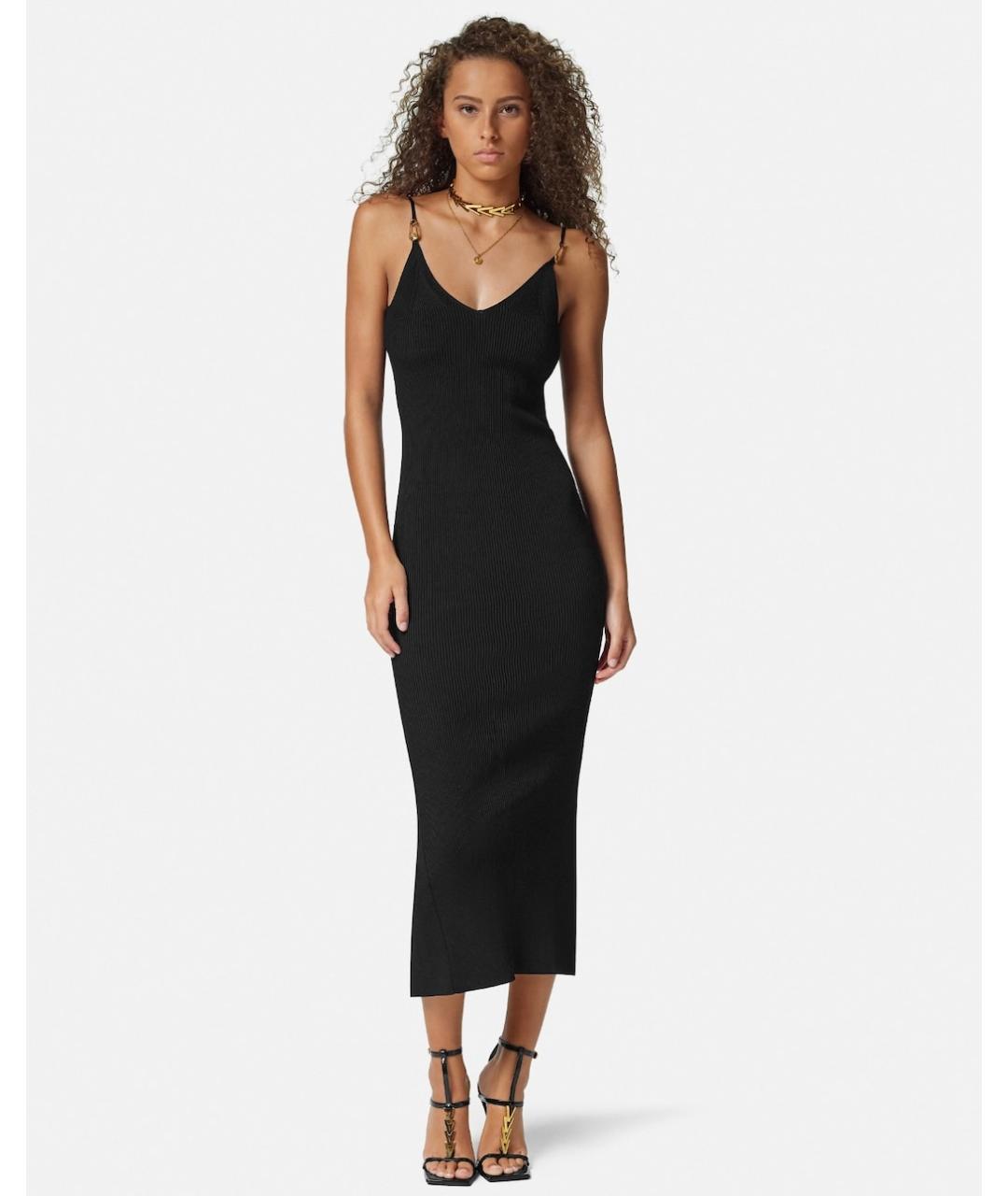VERSACE Черное вискозное коктейльное платье, фото 5