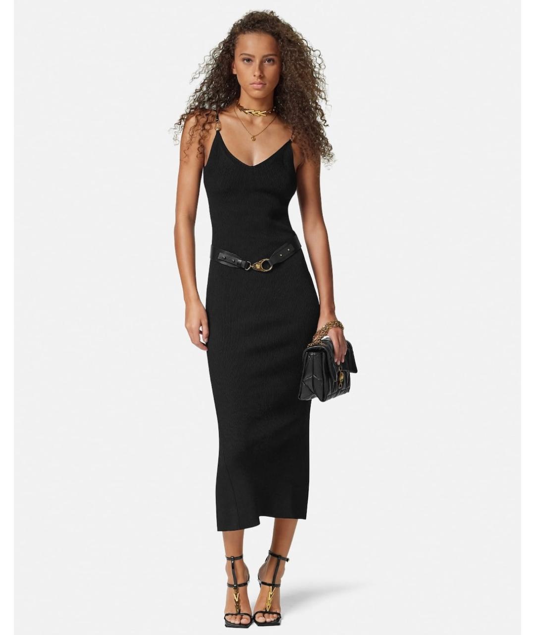VERSACE Черное вискозное коктейльное платье, фото 4