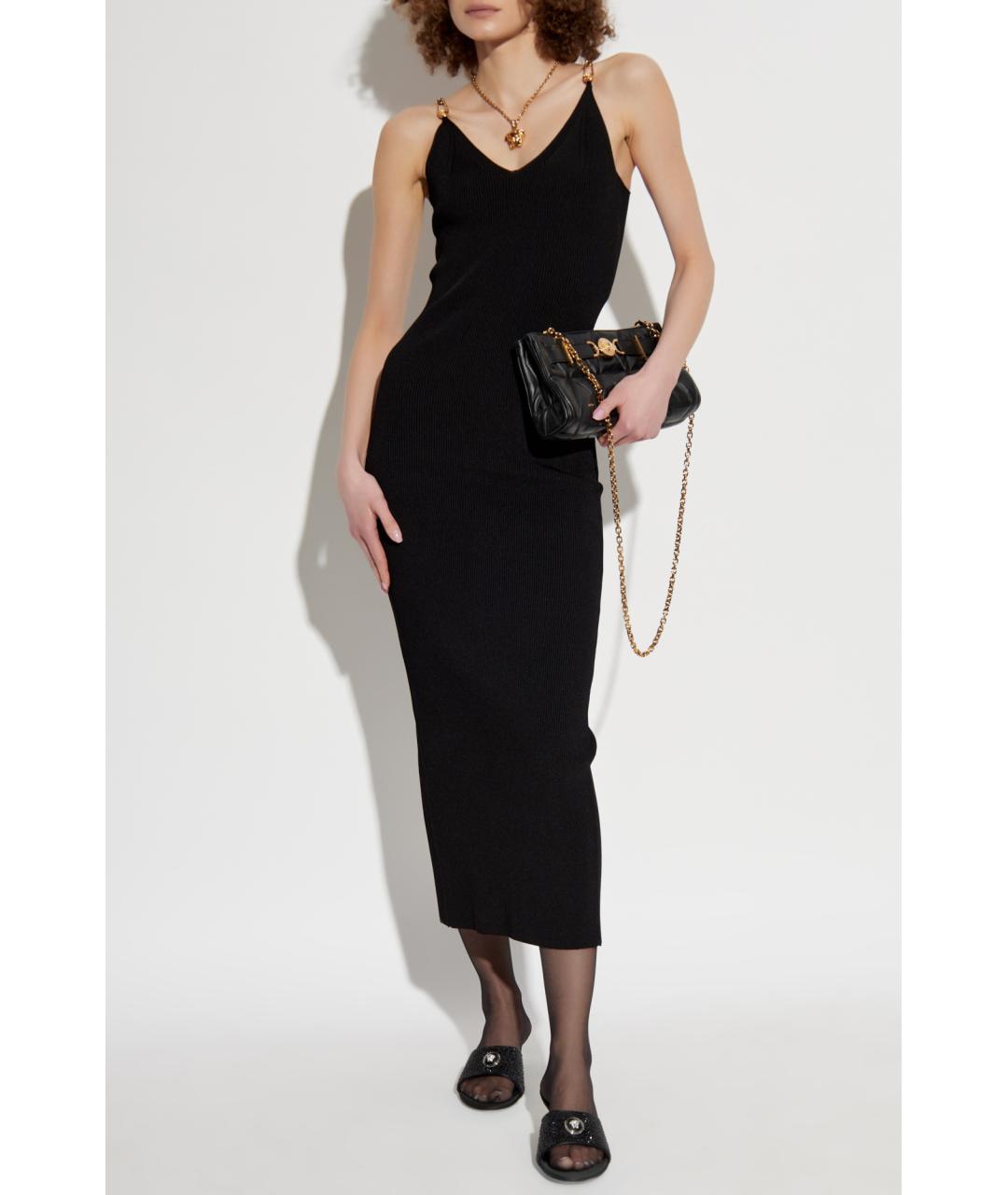 VERSACE Черное вискозное коктейльное платье, фото 7