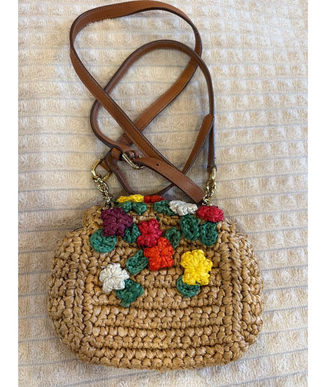 DOLCE&GABBANA Коричневая плетеная пляжная сумка, фото 3