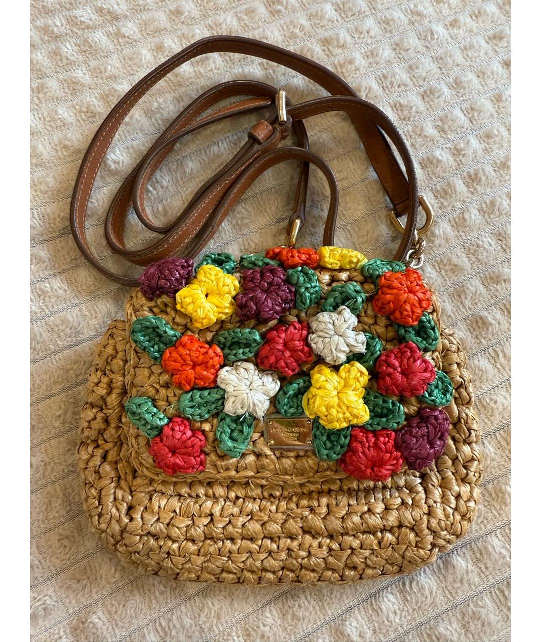 DOLCE&GABBANA Коричневая плетеная пляжная сумка, фото 5