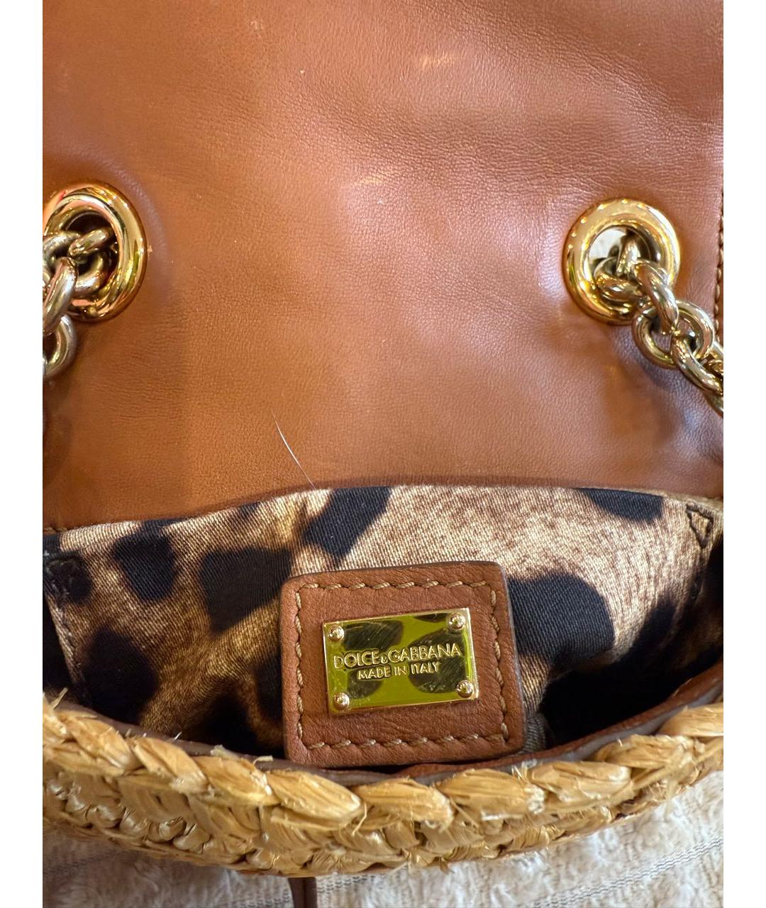 DOLCE&GABBANA Коричневая плетеная пляжная сумка, фото 4