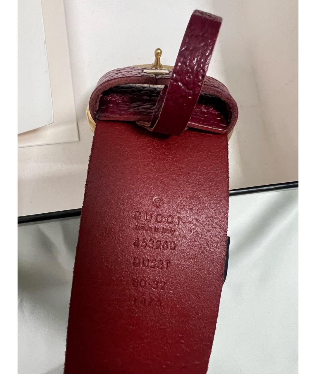 GUCCI Бордовый кожаный ремень, фото 3