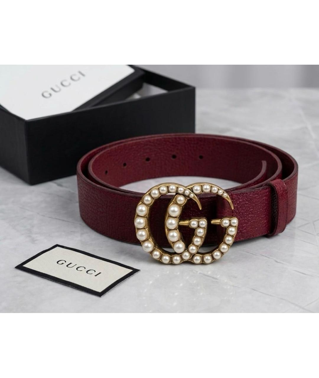 GUCCI Бордовый кожаный ремень, фото 5