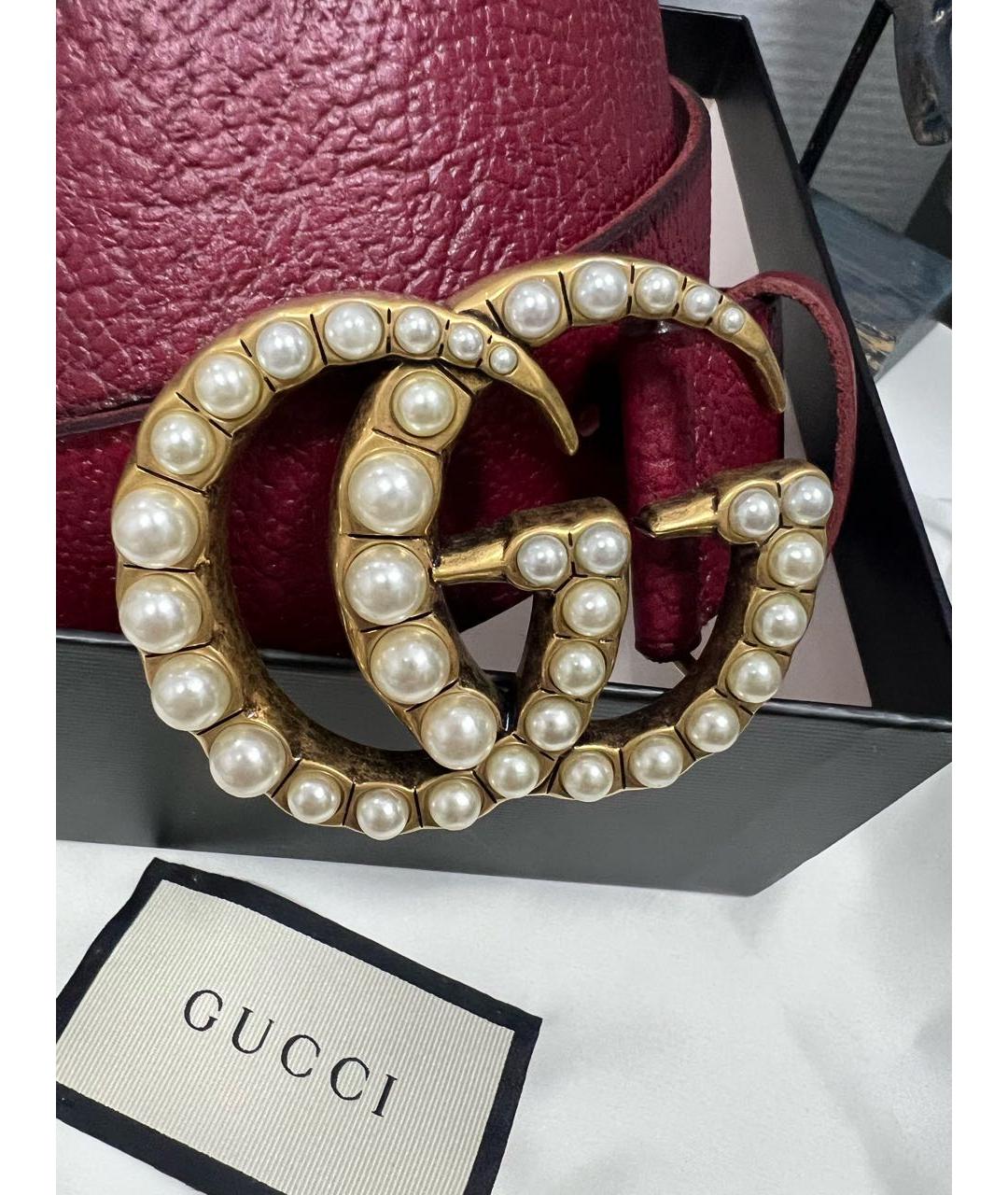 GUCCI Бордовый кожаный ремень, фото 2