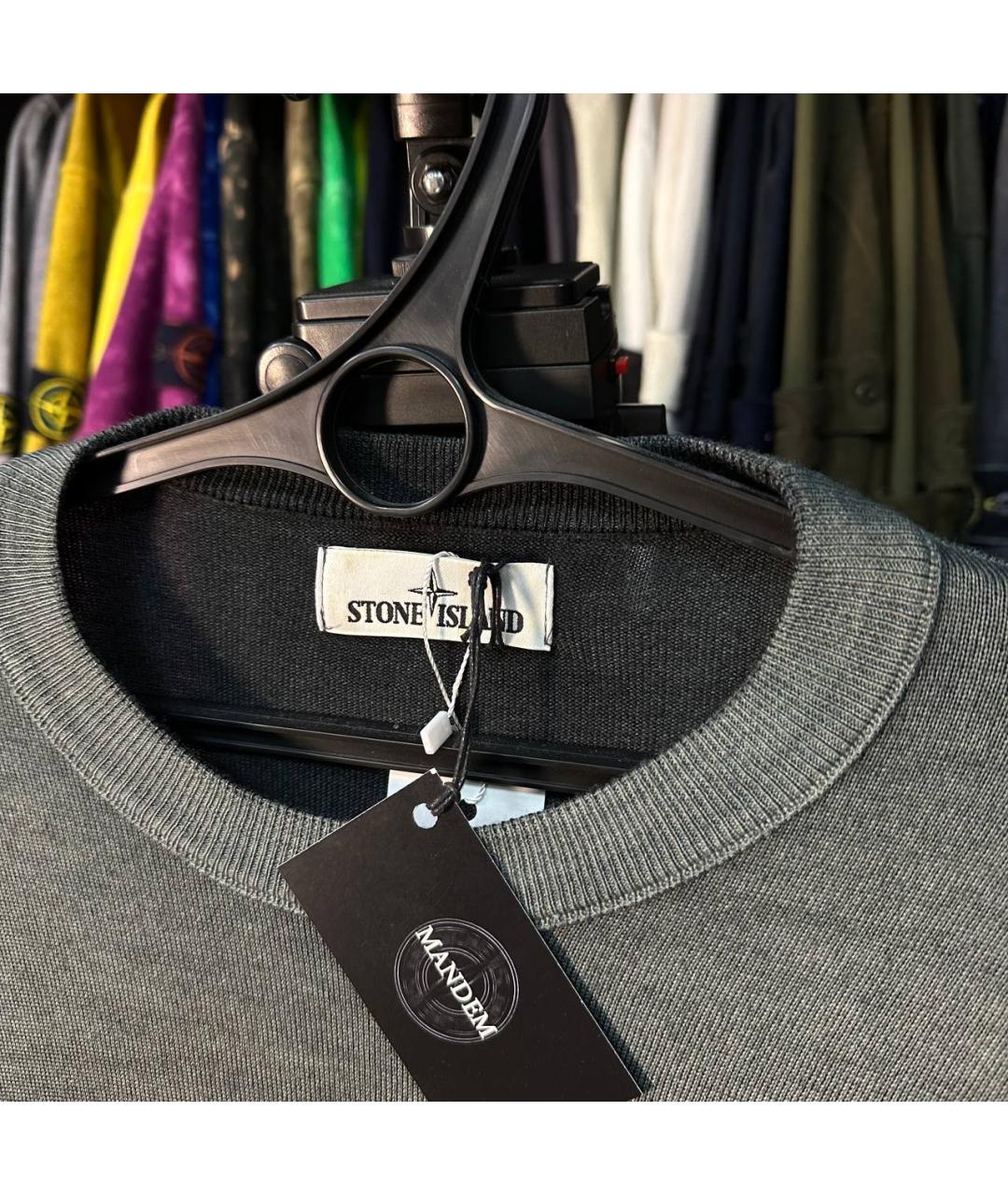 STONE ISLAND Серый хлопковый джемпер / свитер, фото 5