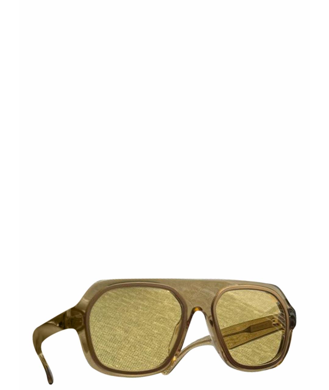 BOTTEGA VENETA Горчичные пластиковые солнцезащитные очки, фото 1