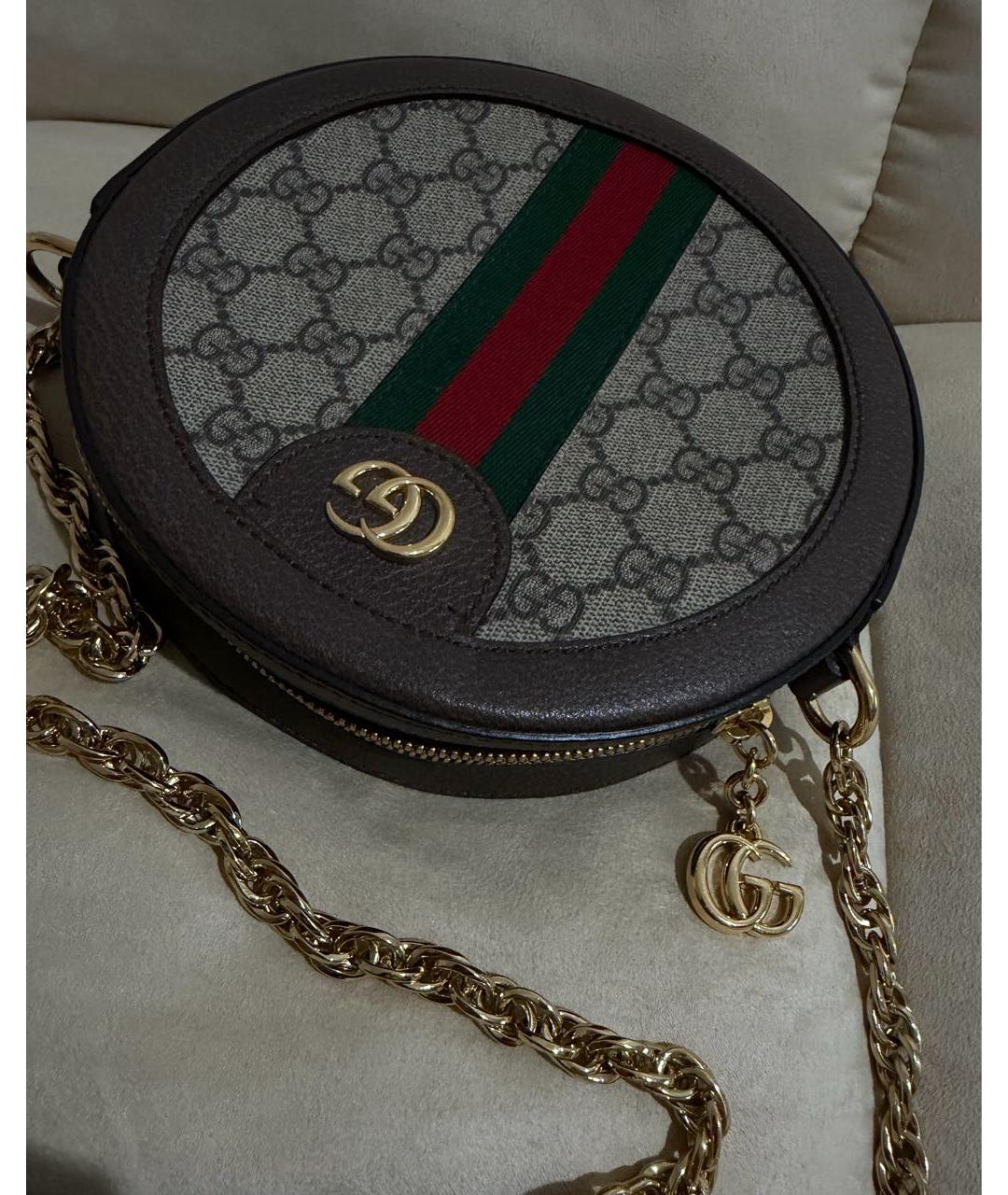 GUCCI Коричневая кожаная сумка через плечо, фото 4