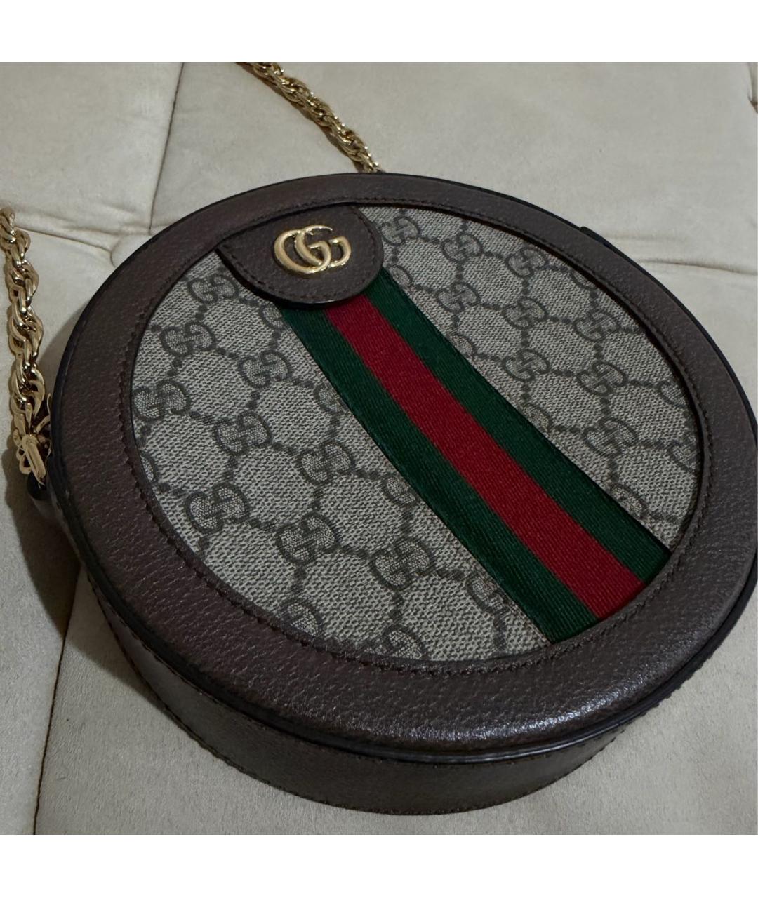 GUCCI Коричневая кожаная сумка через плечо, фото 6