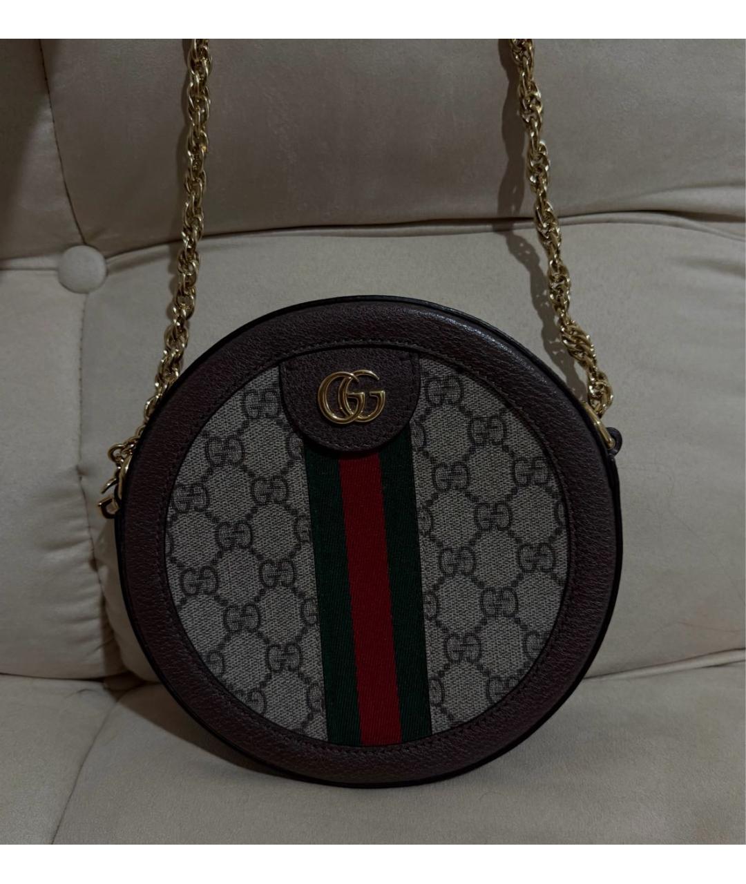 GUCCI Коричневая кожаная сумка через плечо, фото 2