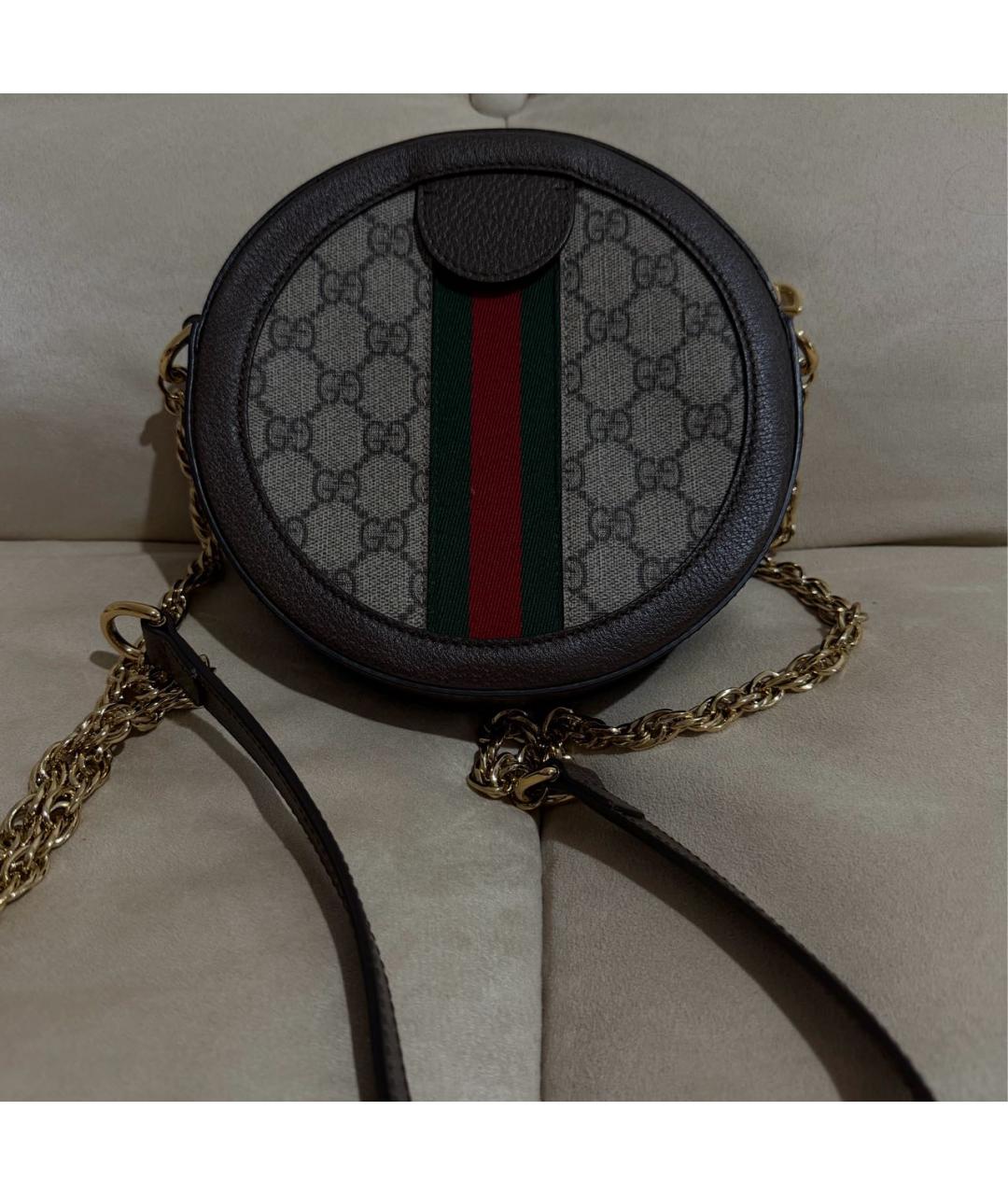 GUCCI Коричневая кожаная сумка через плечо, фото 3