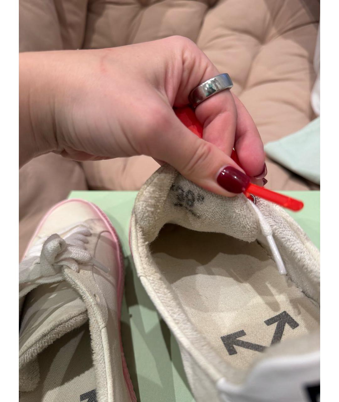 OFF-WHITE Белые кожаные кеды, фото 6