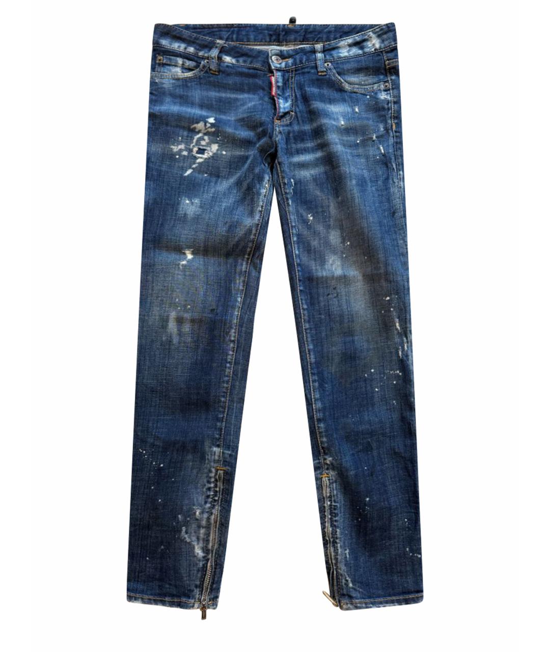 DSQUARED2 Темно-синие хлопковые джинсы слим, фото 1