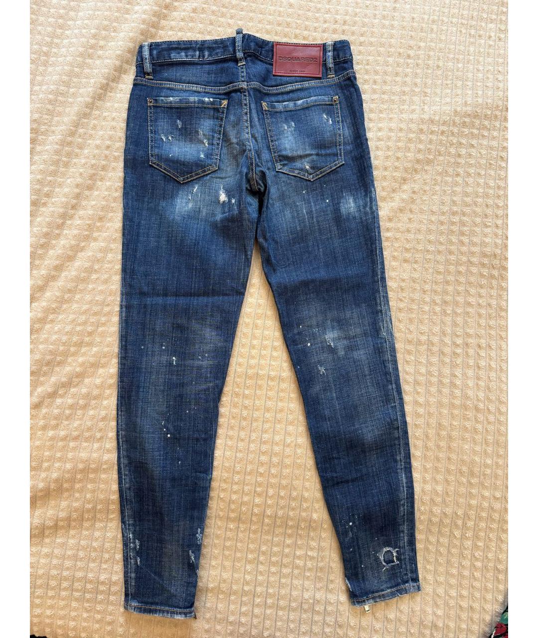 DSQUARED2 Темно-синие хлопковые джинсы слим, фото 2