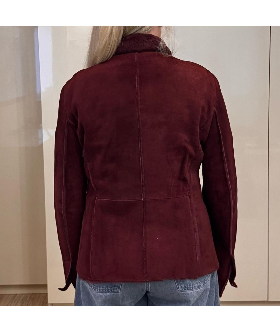LORO PIANA Бордовая замшевая дубленка, фото 2