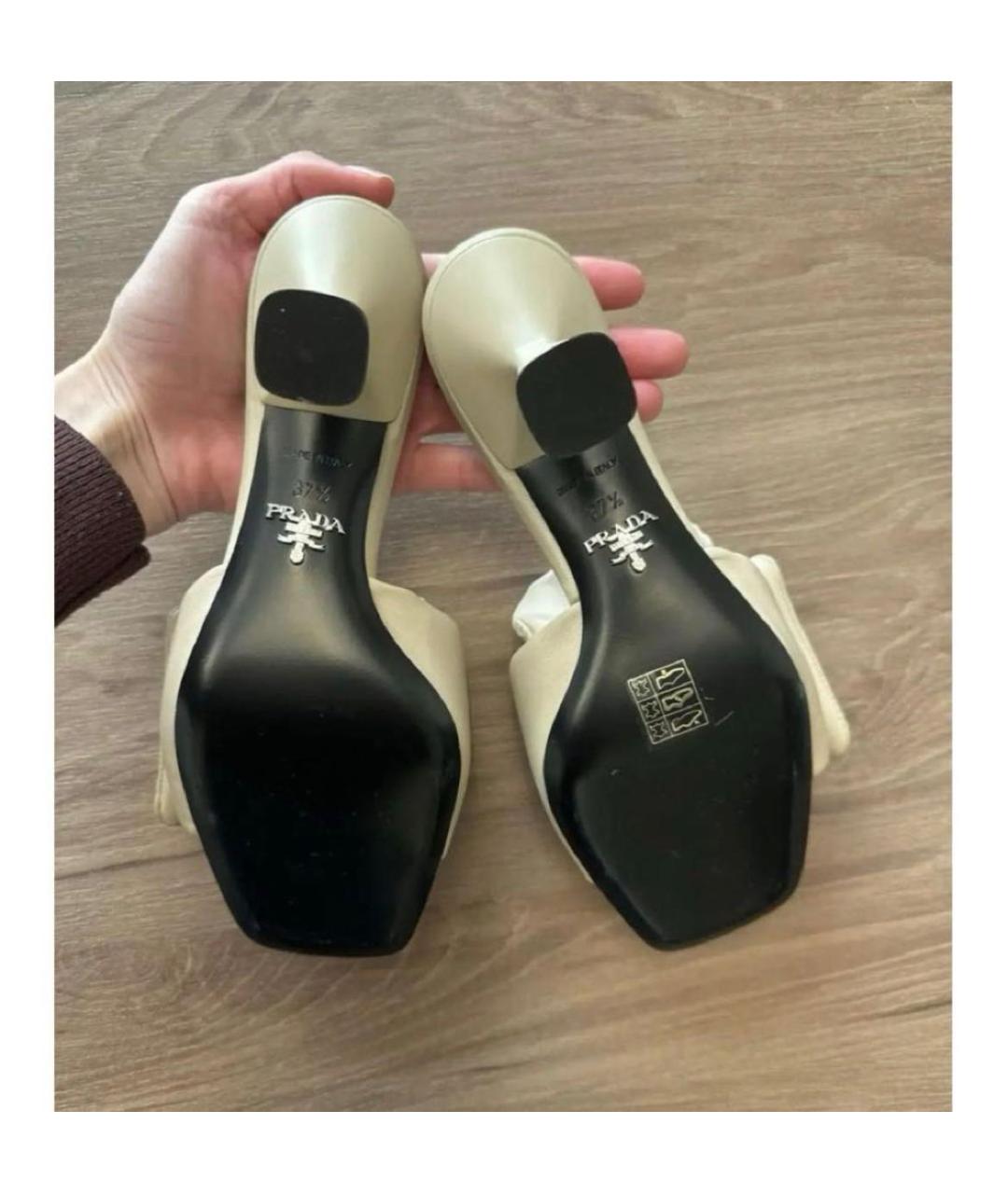 PRADA Бежевые кожаные босоножки, фото 3
