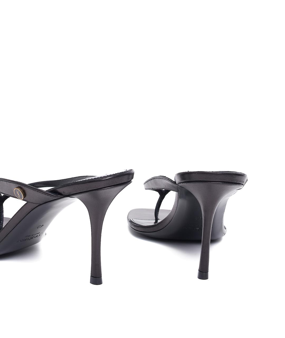 SAINT LAURENT Черные кожаные мюли, фото 3
