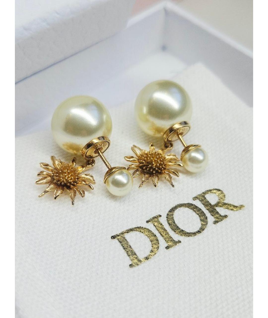 CHRISTIAN DIOR Золотые металлические серьги, фото 6