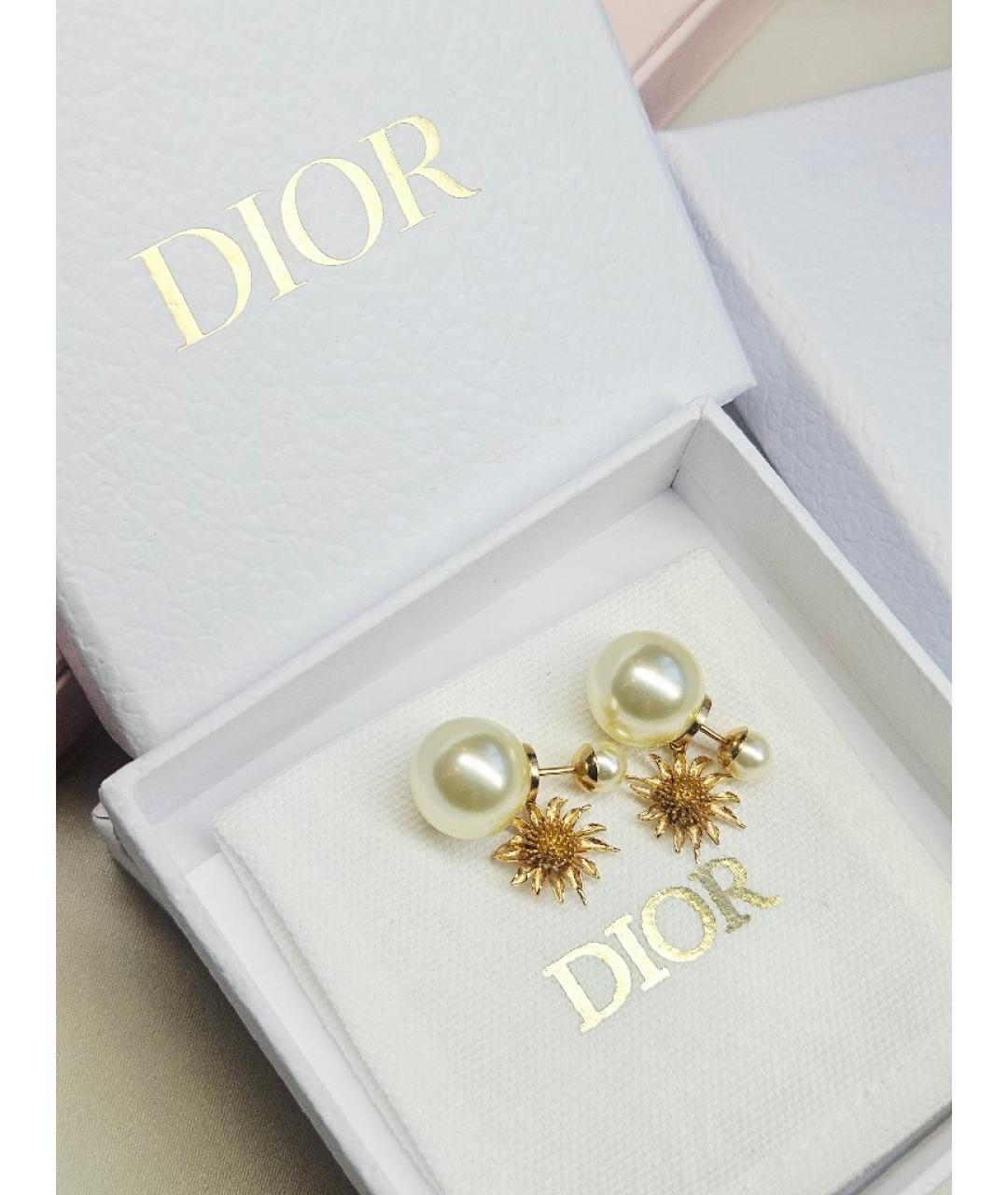 CHRISTIAN DIOR Золотые металлические серьги, фото 3