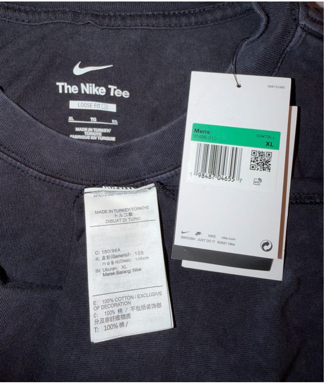 NIKE Черная хлопковая футболка, фото 5