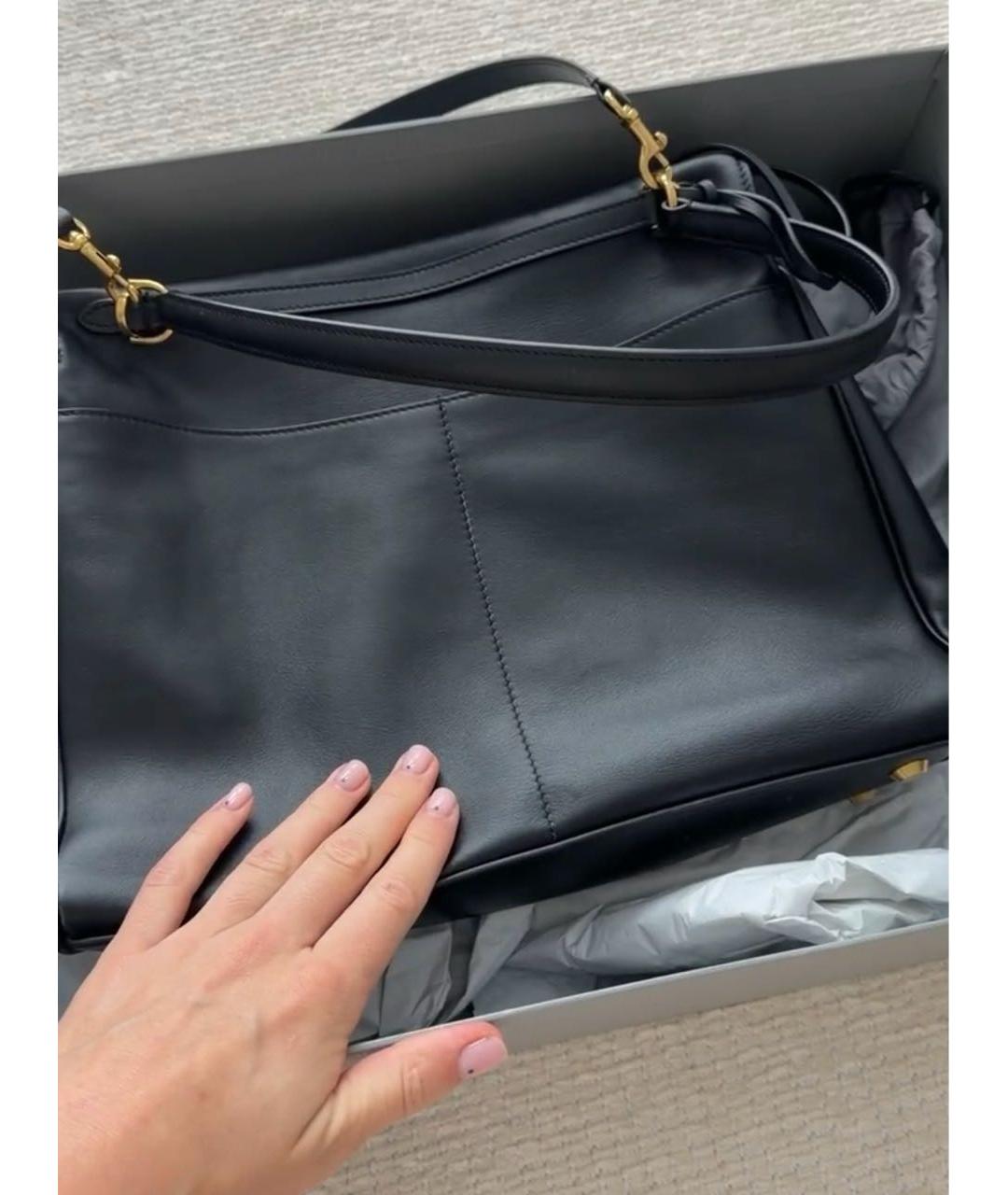BALENCIAGA Черная кожаная сумка тоут, фото 3