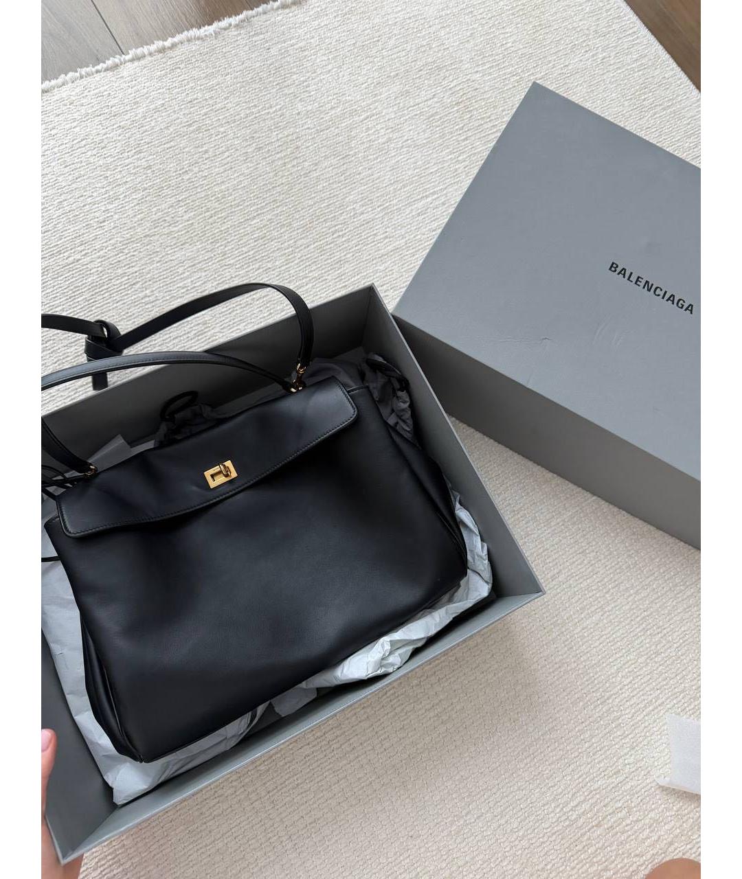 BALENCIAGA Черная кожаная сумка тоут, фото 8