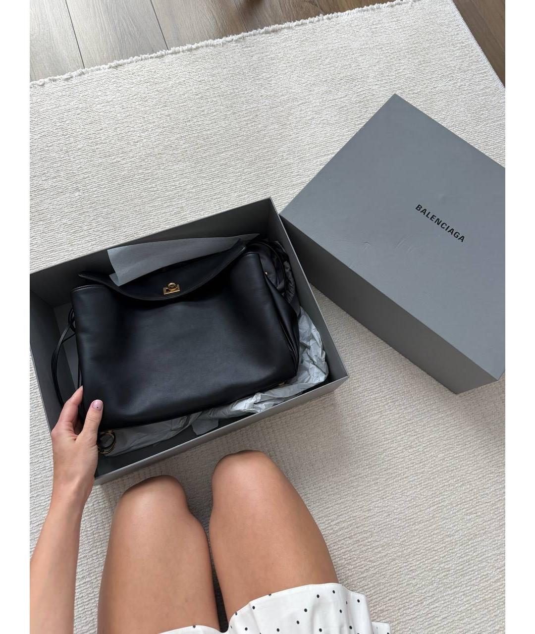 BALENCIAGA Черная кожаная сумка тоут, фото 2