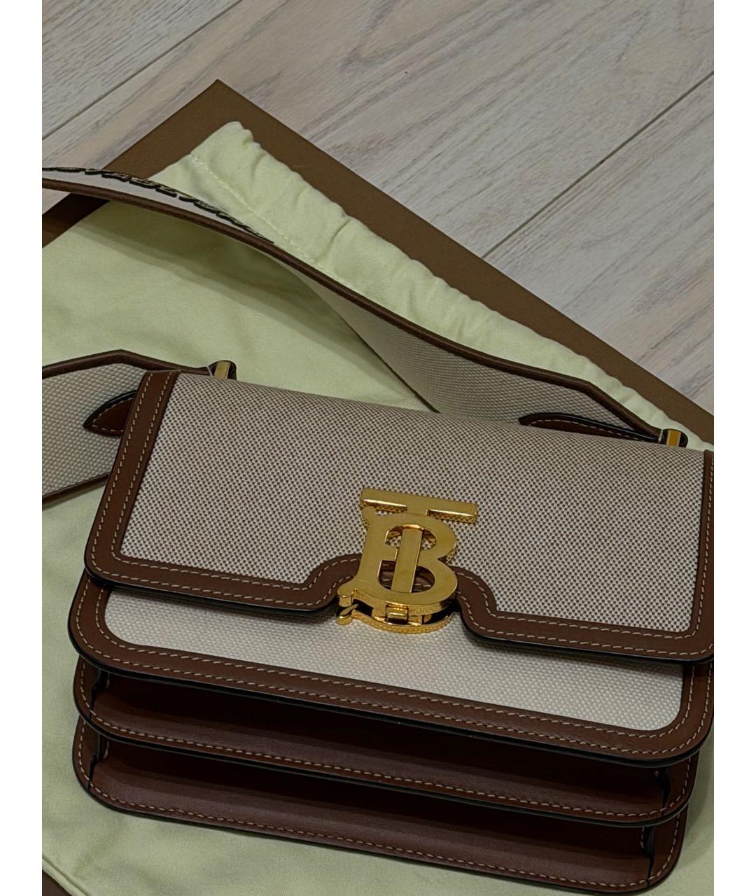 BURBERRY Бежевая тканевая сумка через плечо, фото 3