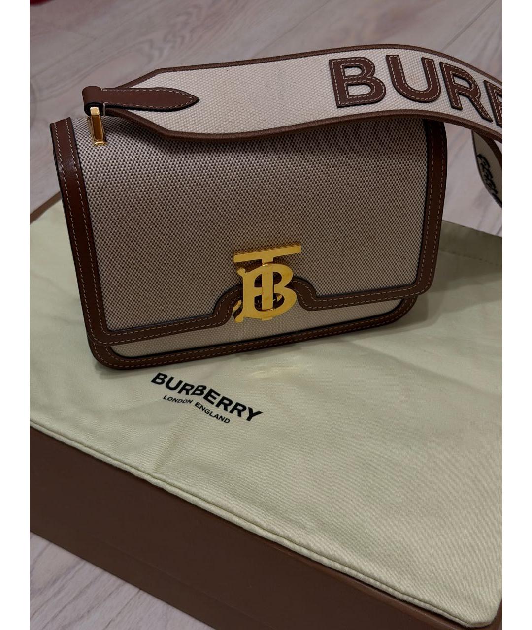 BURBERRY Бежевая тканевая сумка через плечо, фото 9