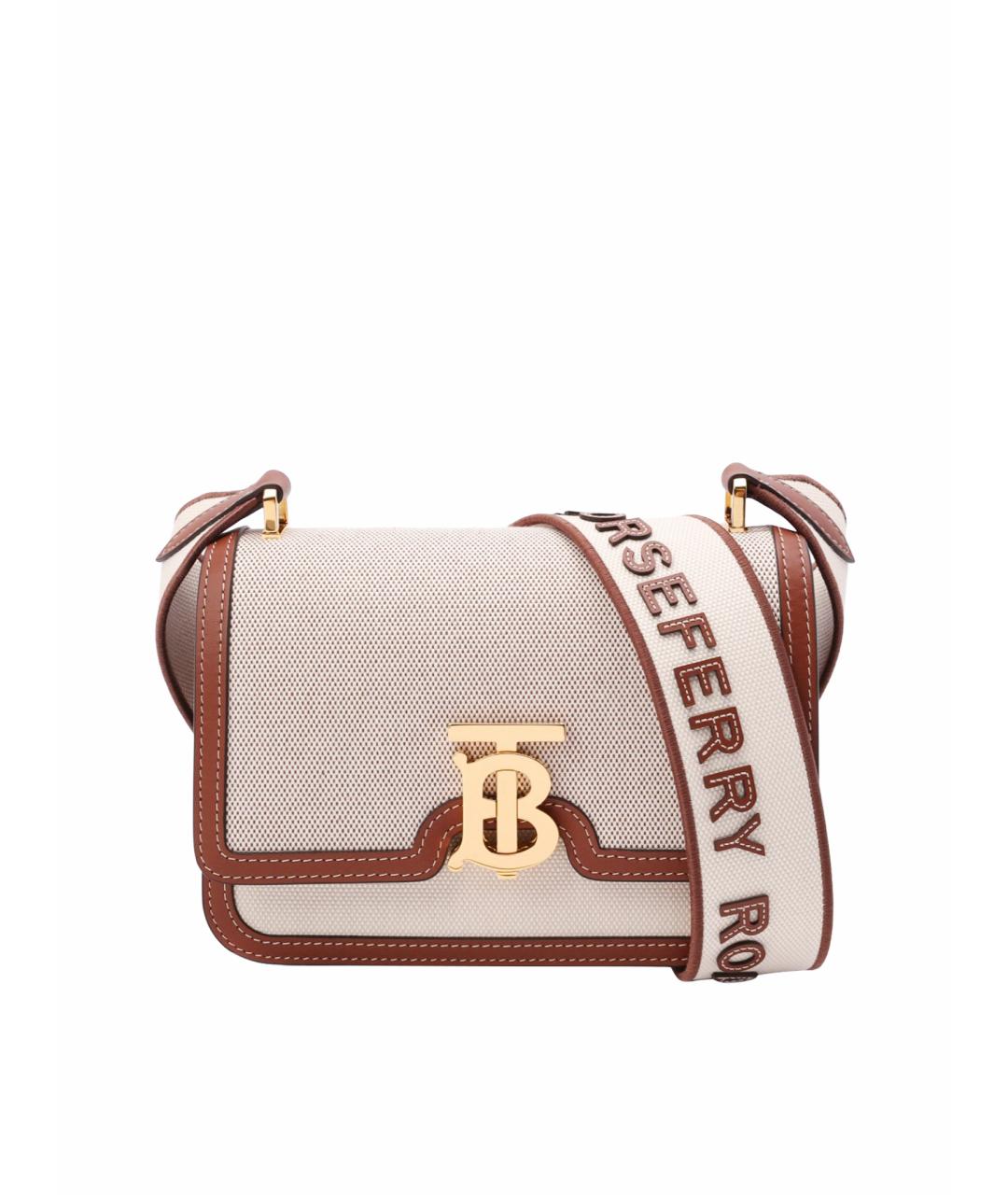 BURBERRY Бежевая тканевая сумка через плечо, фото 1