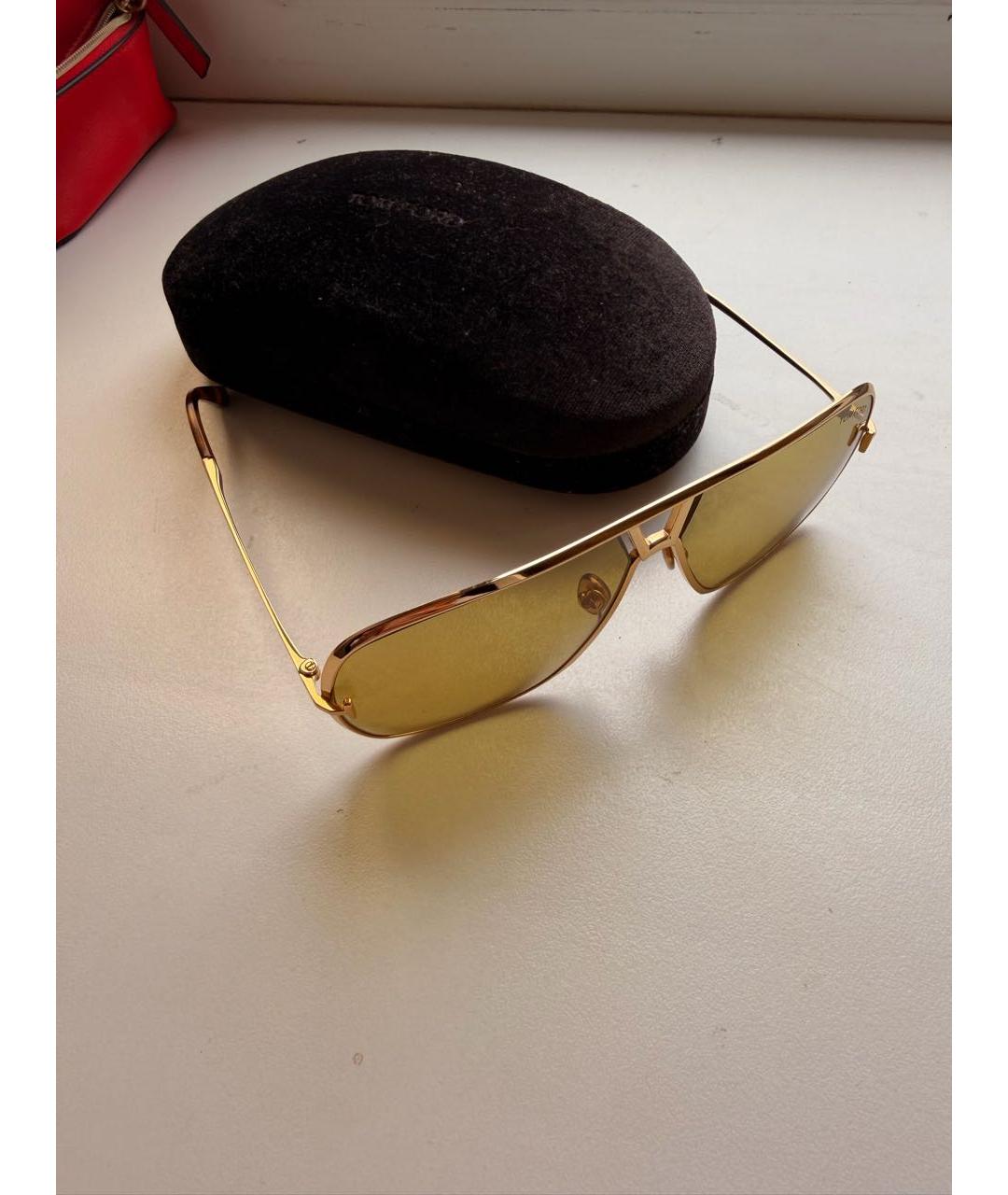 TOM FORD Золотые металлические солнцезащитные очки, фото 3
