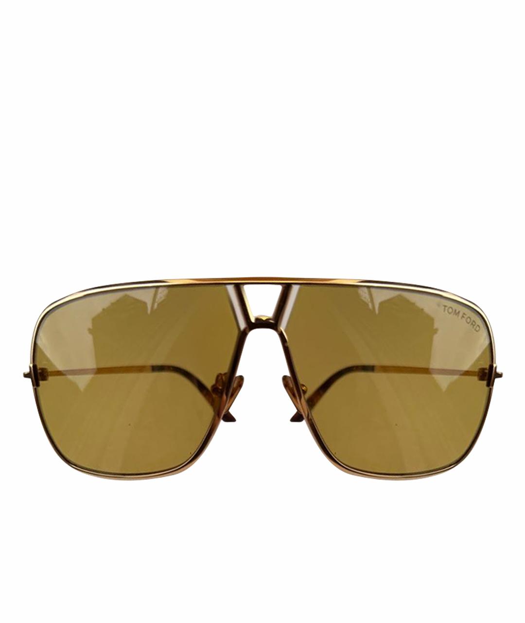 TOM FORD Золотые металлические солнцезащитные очки, фото 1