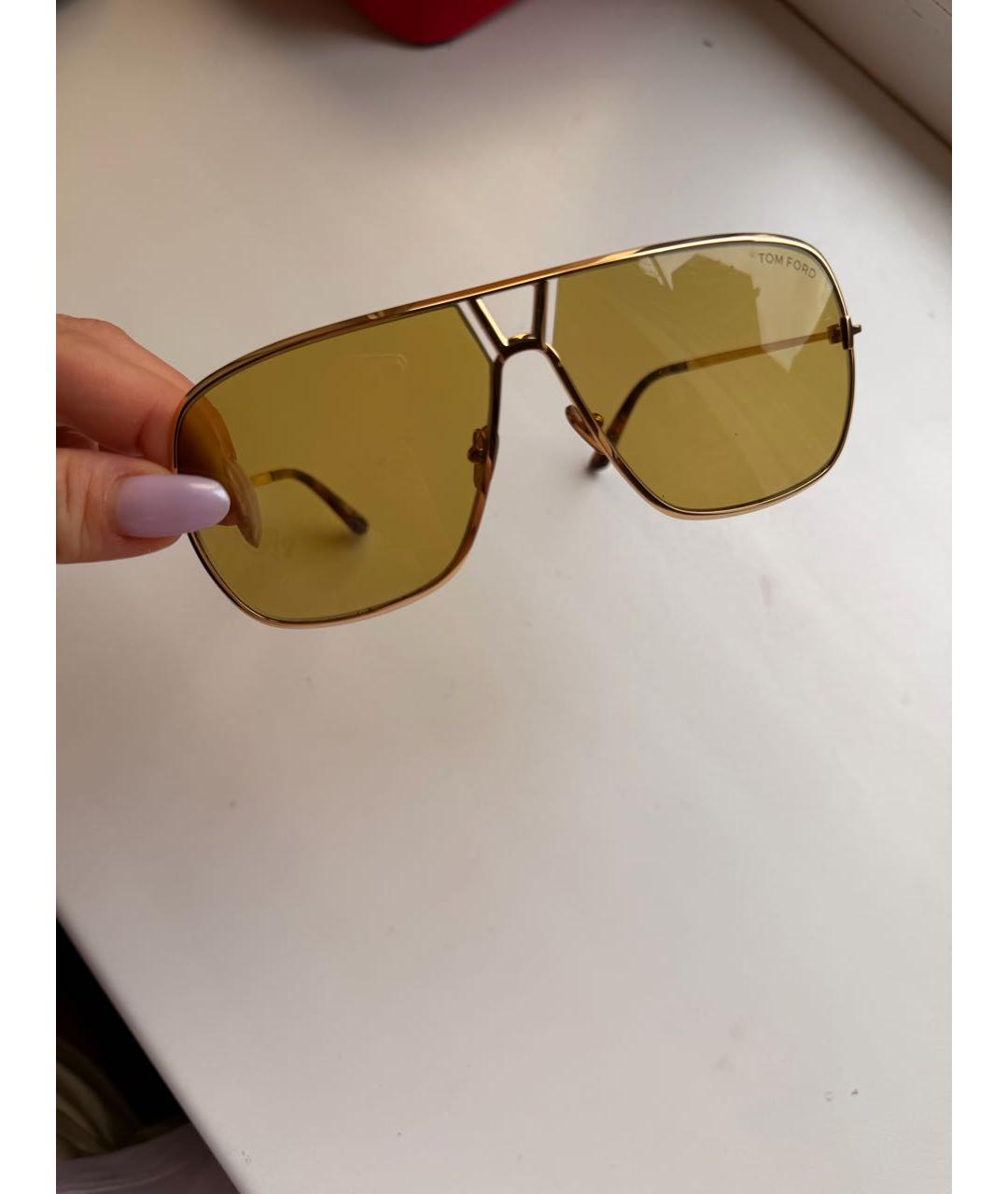 TOM FORD Золотые металлические солнцезащитные очки, фото 5