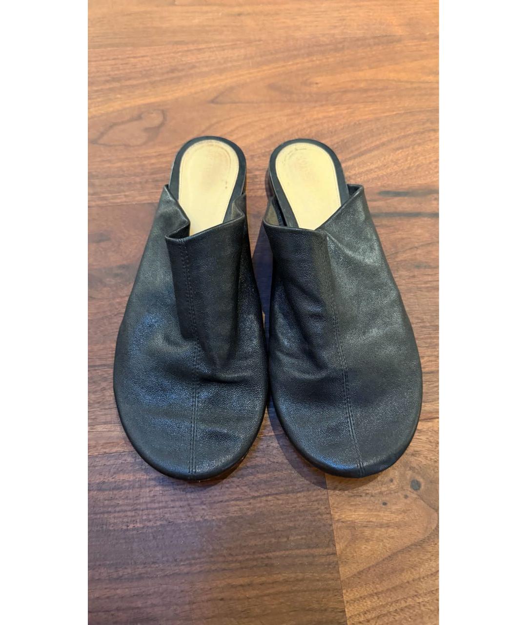 BOTTEGA VENETA Черные кожаные мюли, фото 2