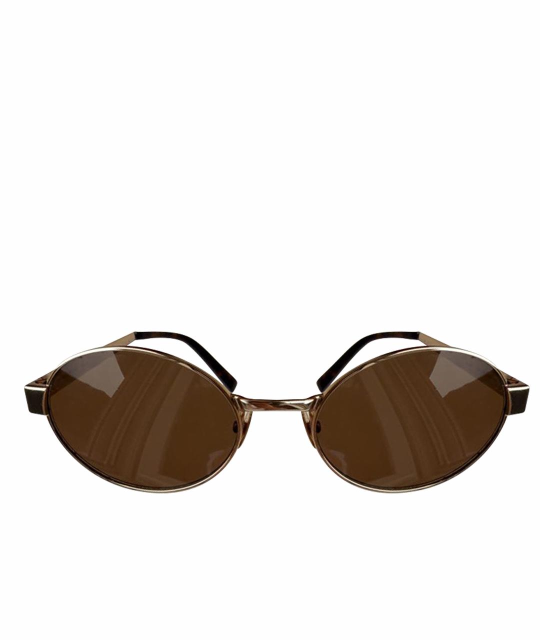 SAINT LAURENT Золотые металлические солнцезащитные очки, фото 1