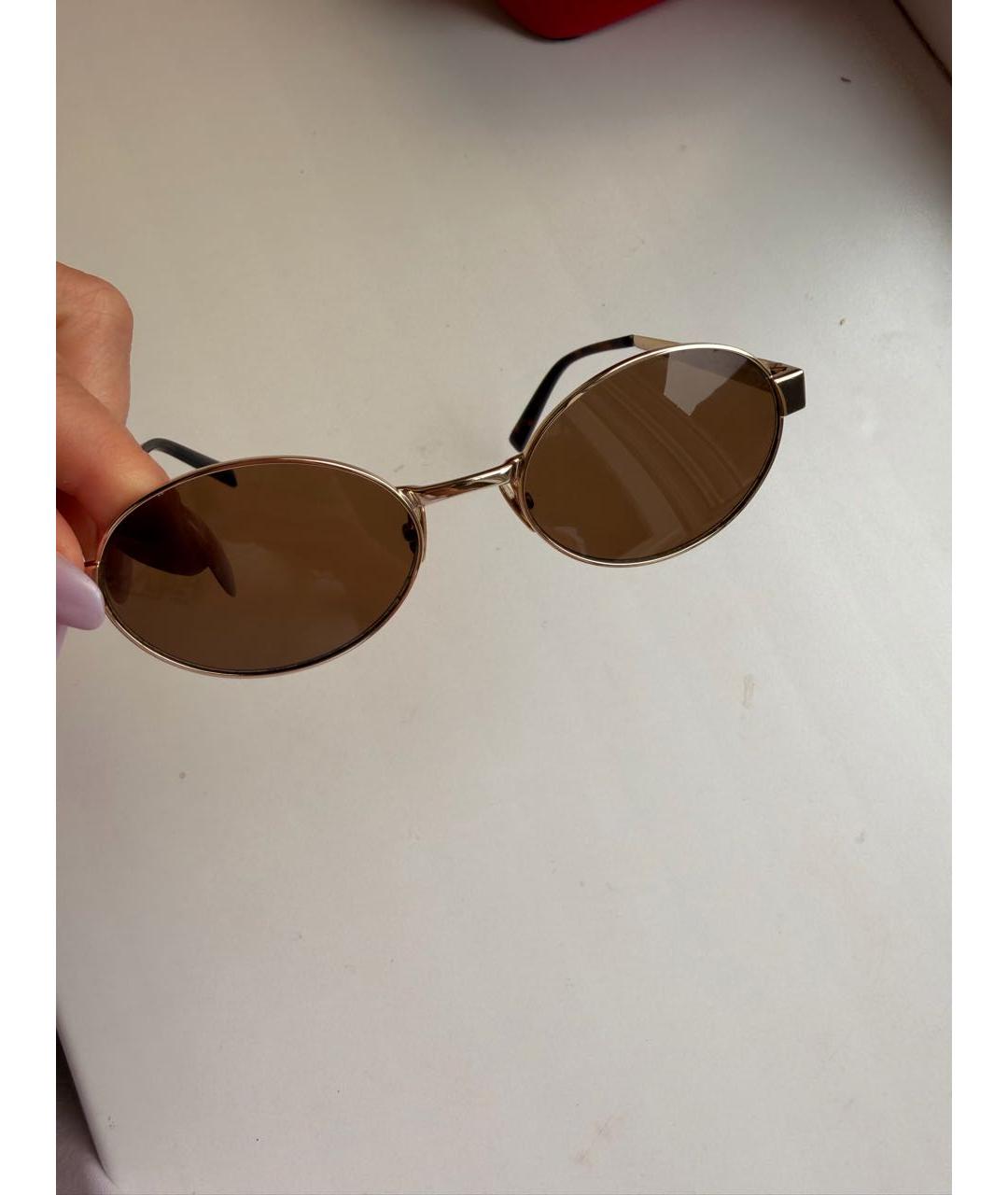 SAINT LAURENT Золотые металлические солнцезащитные очки, фото 4