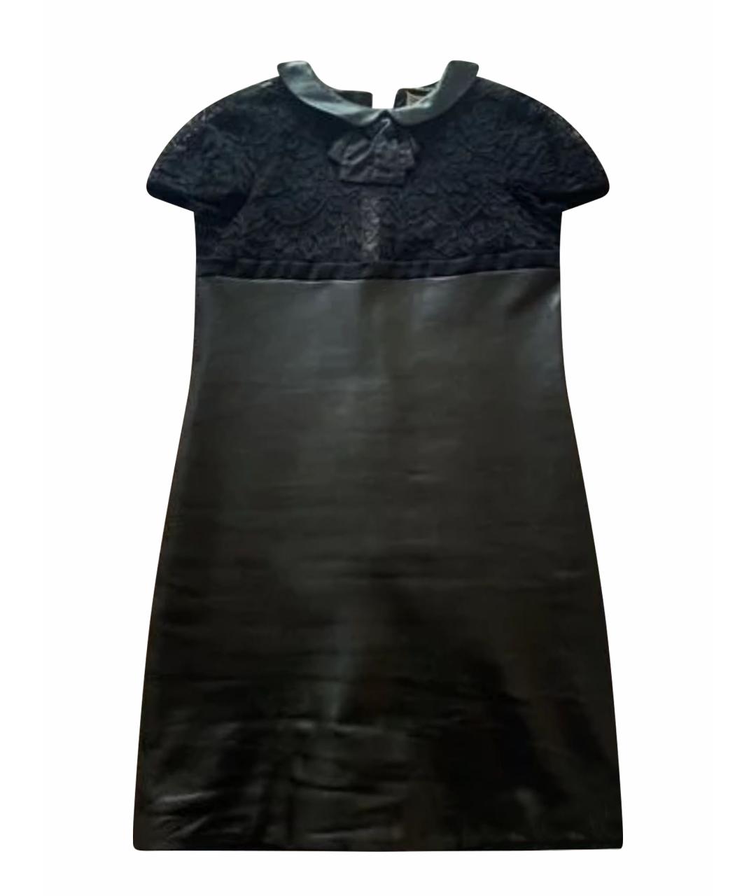 SAINT LAURENT Черное кожаное коктейльное платье, фото 1